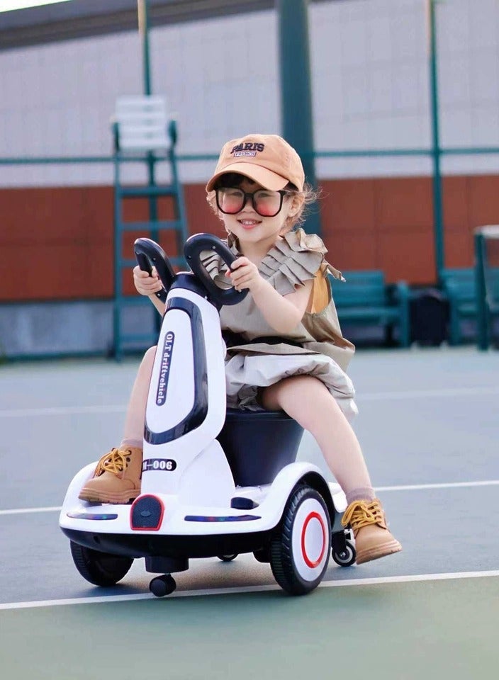 Bolivia's Multi-function Electric Scooter for Children, Four-Wheel Electric Scooter with Double Drive, Music and Light, UK Plug, for Kids Boys Girls - Image 1